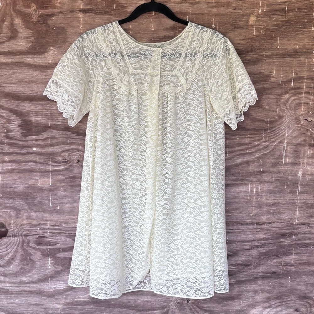 Vintage Shadowline Pale Yellow Lace Robe/Duster!!